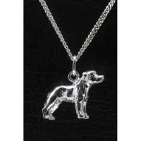 MOOYE ® - Collectie Zilveren Staffordshire bull terrier oren ongecoupeerd ketting hanger - groot