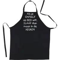 Kariban Mijncadeautje Schort -Als je ontbijt op bed wilt - Mooie - grappige - leuke Keukenschort - Zwart