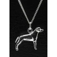 MOOYE ® - Collectie Zilveren Amerikaanse pitt bull terrier oren ongecoupeerd ketting hanger - groot