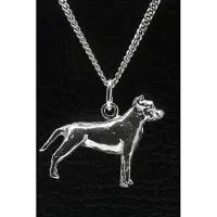 MOOYE ® - Collectie Zilveren Amerikaanse staffordshire terrier oren gecoupeerd ketting hanger - groot