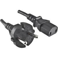 DINIC Apparaatsnoer met rechte C17 plug en rechte stekker - 2x 1,00mm / zwart - 2 meter