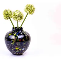Loranto Zwarte Vaas Tulpenvaas van Glas 17 cm.