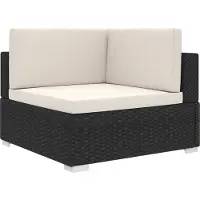 vidaXL Hoekbank 1 st met kussens poly rattan zwart