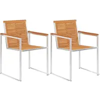 vidaXL Tuinstoelen 2 st massief acaciahout en roestvrij staal