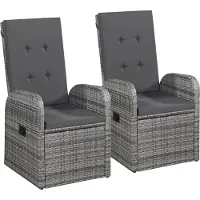 vidaXL Tuinstoelen 2 st verstelbaar met kussens poly rattan grijs