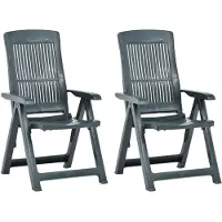 vidaXL Opklapbare ligstoelen, 2 stuks, groen plastic.
