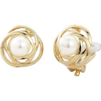 Traveller pareloorclip - met 10mm Swarovski Crystal parel - 22ct verguld - #113953