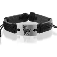 Montebello Montebello, zwarte lederen dierenriem armband, Ram