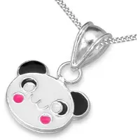 Montebello Princes Ketting Baklis - Meisjes - 925 Zilver - Epoxy - Panda - 12 x 9 mm - 38 cm