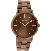 Oozoo Vintage series - Bruine horloge met bruine roestvrijstalen armband - C20106 - Ø38
