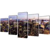 vidaXL Canvas muurdruk set Horizon New York skyline 200 x 100 cm