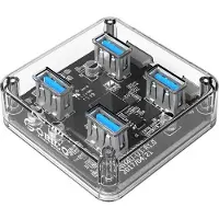 ORICO USB hub met 4 poorten - USB3.0 - busgevoed / transparant - 0,30 meter