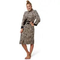 Badrock Rits badjas voor dames - dames badjas - panterprint - fleece - - S/M