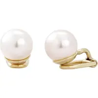 Traveller pareloorclip - met 10mm Swarovski Crystal parel crème - 22ct verguld - #714010