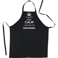 Kariban Mijncadeautje Schort - Can't stay calm, Grandma - opdruk wit - mooie en exclusieve keukenschort - zwart
