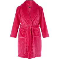 Badrock Roze kinderbadjas - fleece - sjaalkraag - - maat (L) 134-140
