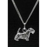 MOOYE ® - Collectie Zilveren Saelyham terrier met staart ketting hanger - groot