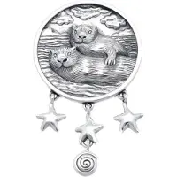 MOOYE ® - Collectie Zilveren Zee Otters in ring XL kettinghanger