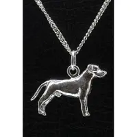 MOOYE ® - Collectie Zilveren Cane corso oren ongecoupeerd met staart ketting hanger - groot