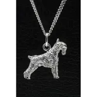 MOOYE ® - Collectie Zilveren Riesen schnauzer oren gecoupeerd ketting hanger - groot