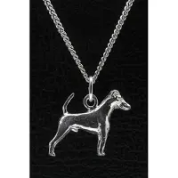 MOOYE ® - Collectie Zilveren Fox terrier gladhaar met staart ketting hanger - groot