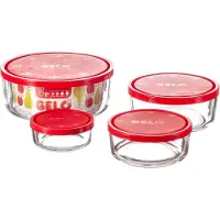 Bormioli Rocco Frigoverre Vershoudbakjes Frigoverre - Glas - Rood 4-Delig