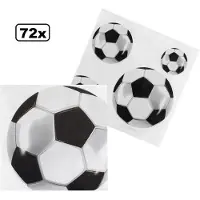 Themaparty 72x Servetten voetbal 33 cm zwart/wit