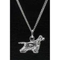 MOOYE ® - Collectie Zilveren Amerikaanse cocker spaniel met staart ketting hanger - groot