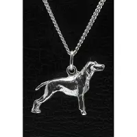 MOOYE ® - Collectie Zilveren Vizsla staande hond korthaar ketting hanger - groot