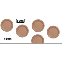 Themaparty 500x Kartonnen borden kraft 15cm - carnaval diner eten festival gebak bbq thema feest