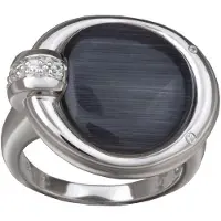 Orphelia Silver 925 Zr-3646;56 Ring Round Black Cateye