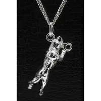 MOOYE ® - Collectie Zilveren Amerikaanse pitt bull terrier hangend aan stok ketting hanger - groot