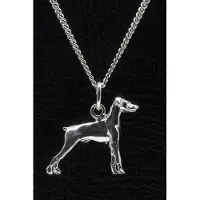 MOOYE ® - Collectie Zilveren Dwergpincher oren ongecoupeerd ketting hanger - groot