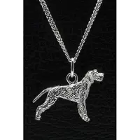 MOOYE ® - Collectie Zilveren Spinone met staart ketting hanger - groot