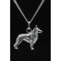 MOOYE ® - Collectie Zilveren Hollandse herder ketting hanger - langhaar - groot