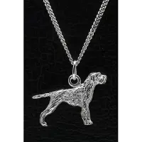 MOOYE ® - Collectie Zilveren Griffon korthals met staart ketting hanger - groot