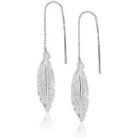 Montebello Oorbellen Cevaal - Dames - Zilver Gerhodineerd - Veer - 68 mm