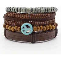 Montebello Armbanden Achil - Unisex - Leer - Kralen - ? 20-23 - 4-delig cm