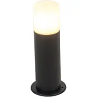 QAZQA Staande buitenlamp zwart met opaal kap wit 30 cm IP44 - Odense