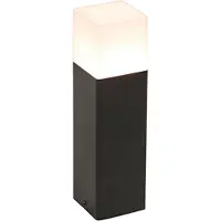 QAZQA Staande buitenlamp zwart met opaal witte kap 30 cm - Denmark