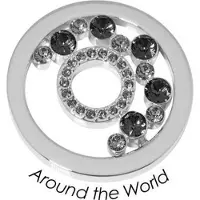 Quoins Disk Around the World staal zilverkleurig-blauw Medium QMOK-33M-E-BL