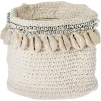 Riverdale | Sfeerlicht Shells textiel wit 11x11x11 cm kandelaars | NADUVI