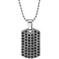 Montebello Ketting Aiman - Heren - 316L Staal - Zirkonia - Dogtag - 20 x 30 mm - 56 cm