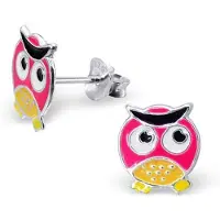 Montebello Princess Oorbellen Bird O - Meisjes - 925 Zilver - Epoxy - Uil - 9 x 10 mm
