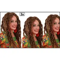 Partyxplosion 3x Pruik Marley dreadlocks - carnaval dreads festival reggae thema feest optocht lang haar
