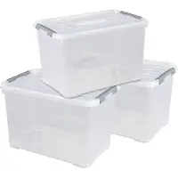 Curver Handy+ Opbergbox - 65L - 3 stuks - Transparant met deksel