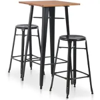 vidaXL 3-delige barset, staal, zwart