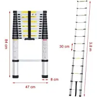 VDT telescopische ladder 3,8m Telescoopladder, uitschuifbaar, Aluminium
