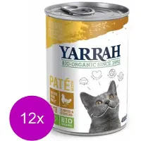 Yarrah 12x Bio Kat Blik Paté - Kip - Kattenvoer - 400g
