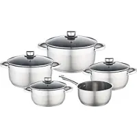 Big Buy Cooking 341979 9-piece stainless steel cookware set - All hobs including induction